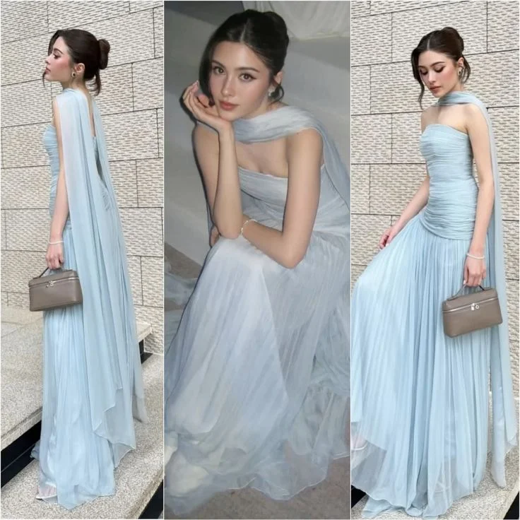 CUYUN Elegant Women Prom Dresses Customized Strapless Evening Gown A Line Sleeveless Wedding Guest Dress for Special Occasion
