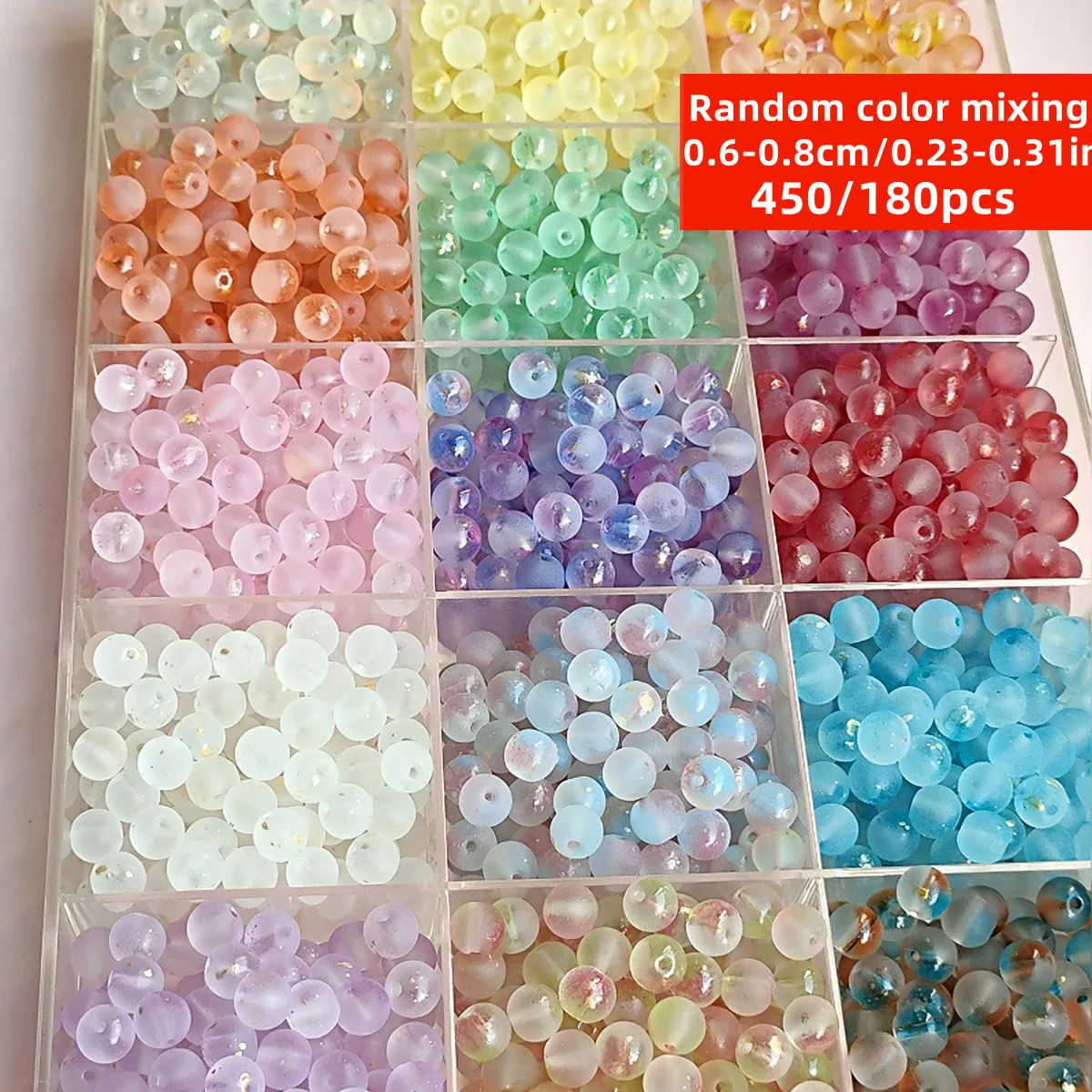 450/180pcs 6mm/8mm Acrylic Valentine's Day Beads Transparent Frosted Finish Mix Spacer Jewelry Beads For Making Bracelet Necklac