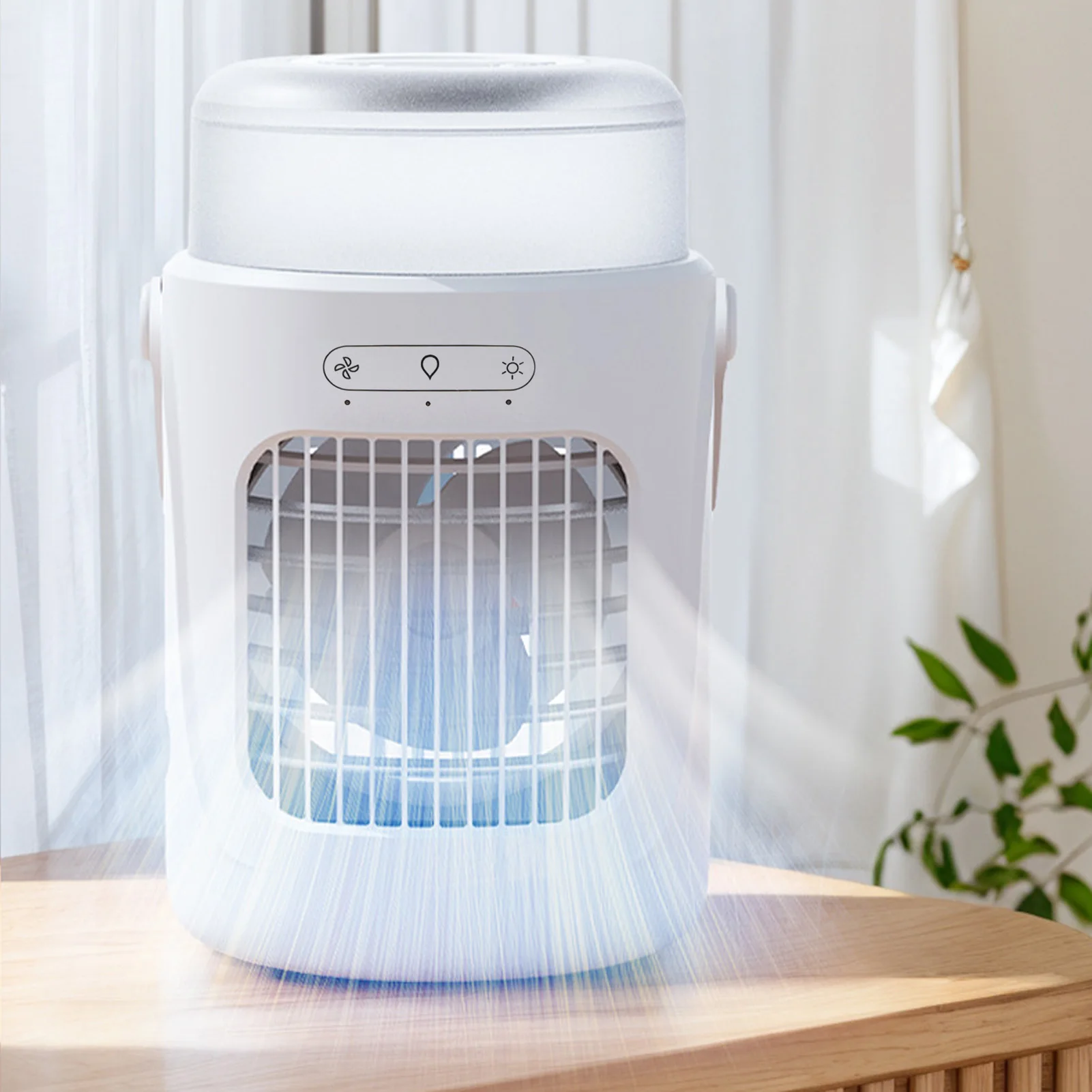 

Портативный вентилятор воздушного охлаждения, перезаряжаемый через USB, 10000 мАч, 2 режима освещения, вентилятор воздушного охлаждения с резервуаром для воды