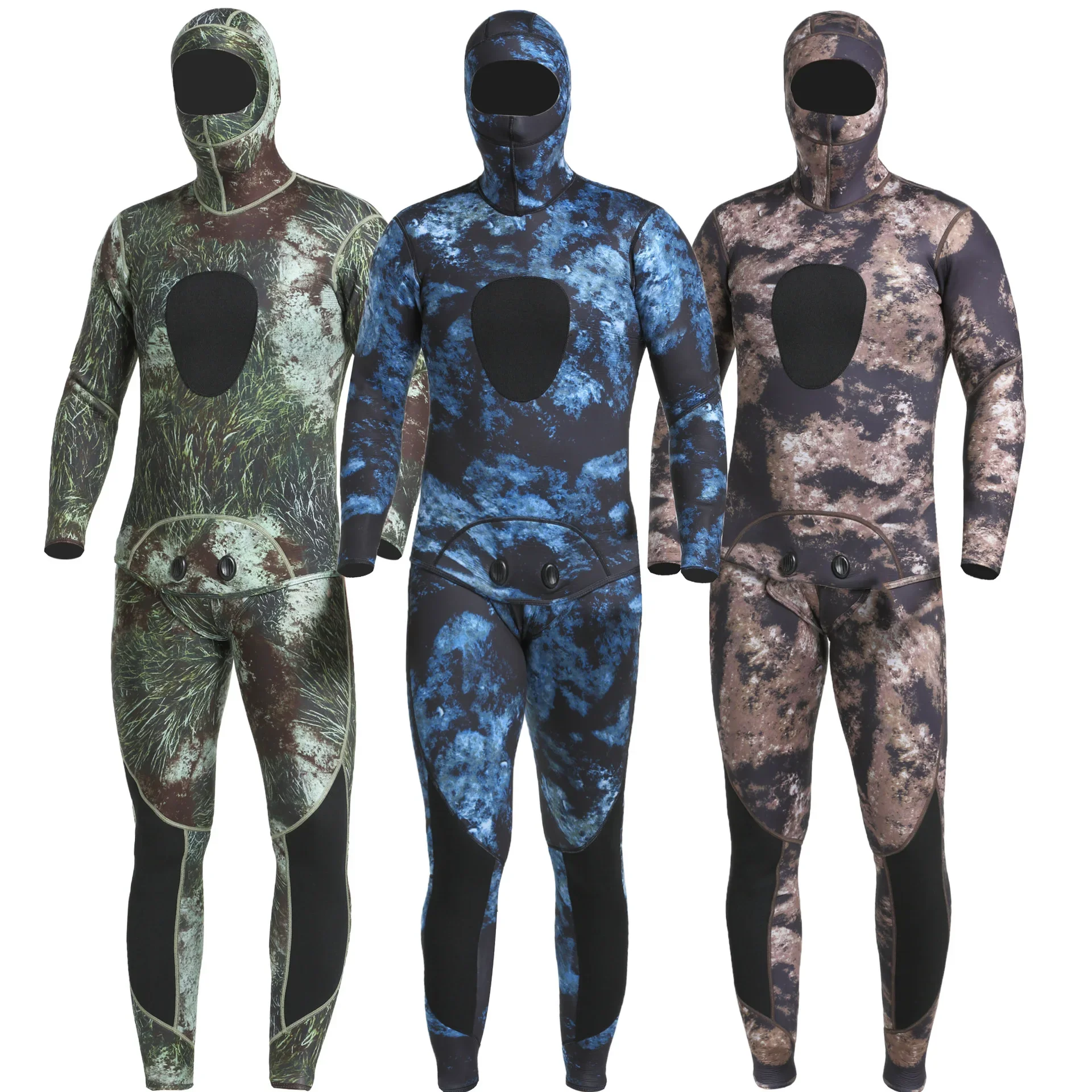 

Scuba Diving Suit for Men 3mm Neoprene Wetsuit Camouflage Split Two-Piece Hooded Warm Spearfishing Diving Suit Swimsuit