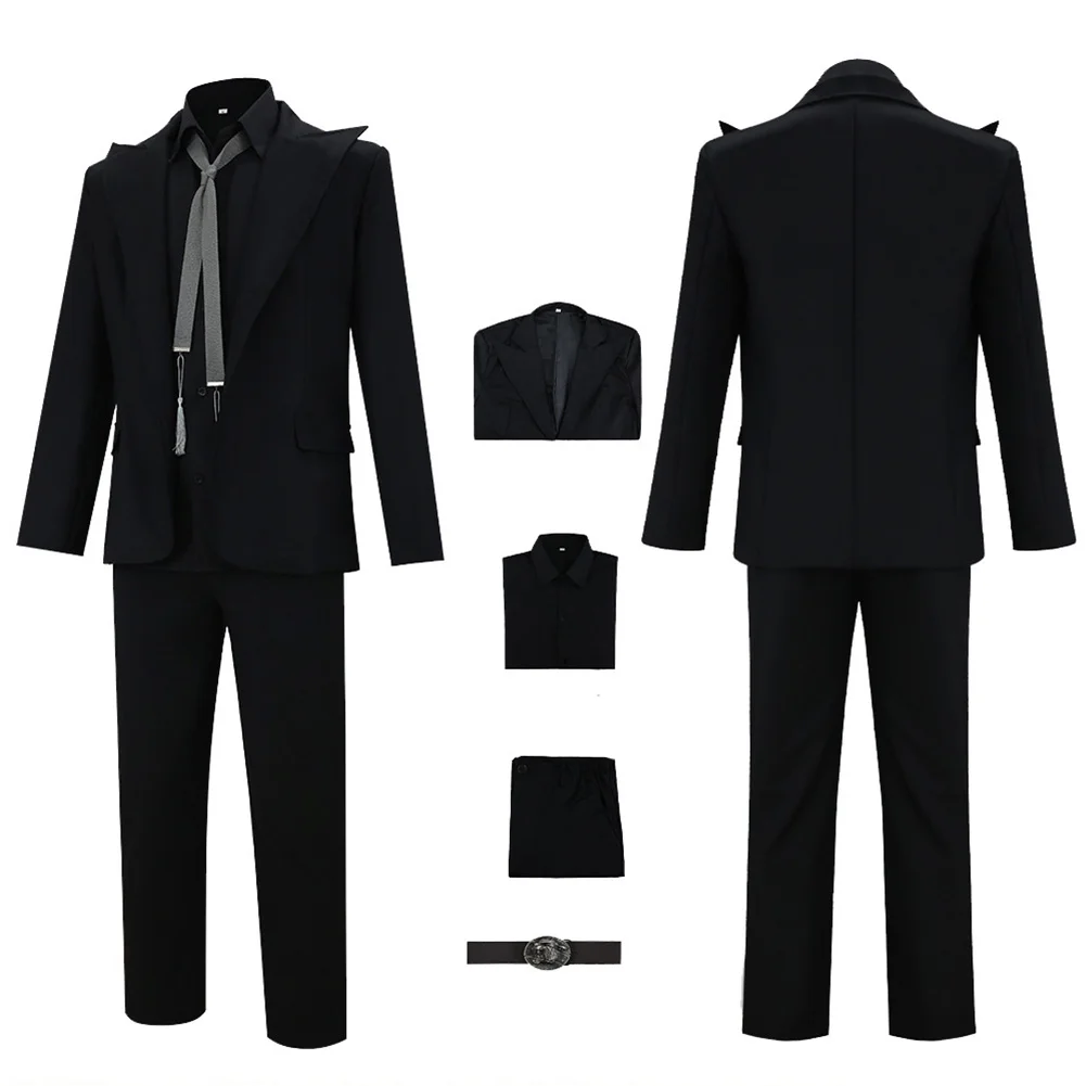 

Cosplay Crowley Costume TV Omen of Good Tie Coat Shirt Pants Belt Male Outfit Uniform Full Sets Halloween Carnival Party