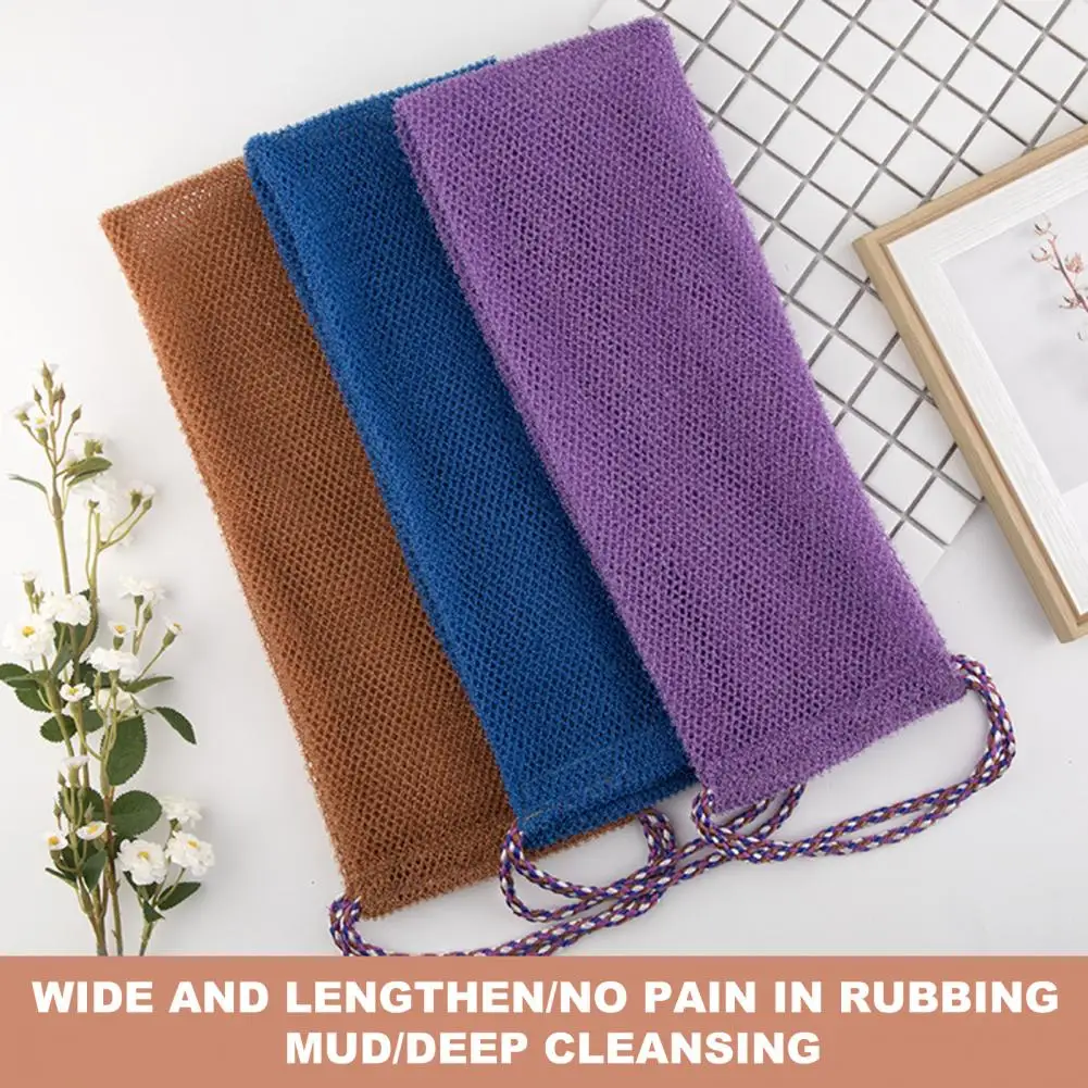 Shower Accessory with Drawstring Soft Bath Towel with Long Drawstring Dense Mesh Back Scrubbing Accessory Home Bathroom Shower