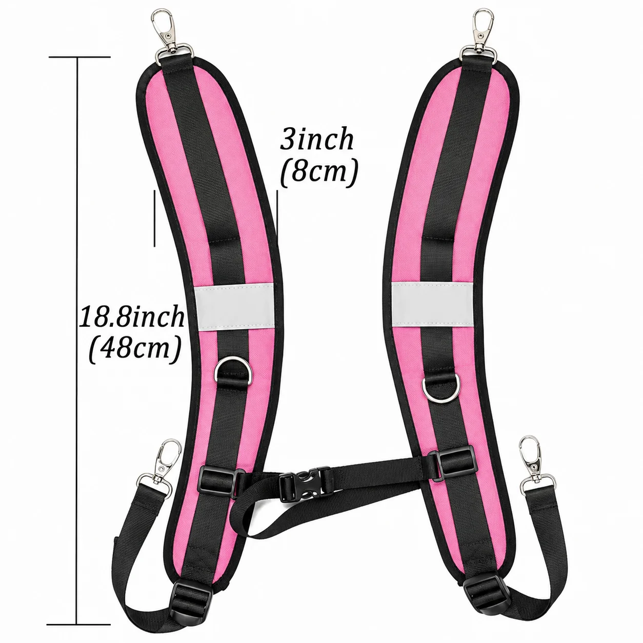 Pink Replacement Backpack Shoulder Straps Detachable Padded Breathable Harness with Chest Buckle for Fishing Hiking Travel Bags