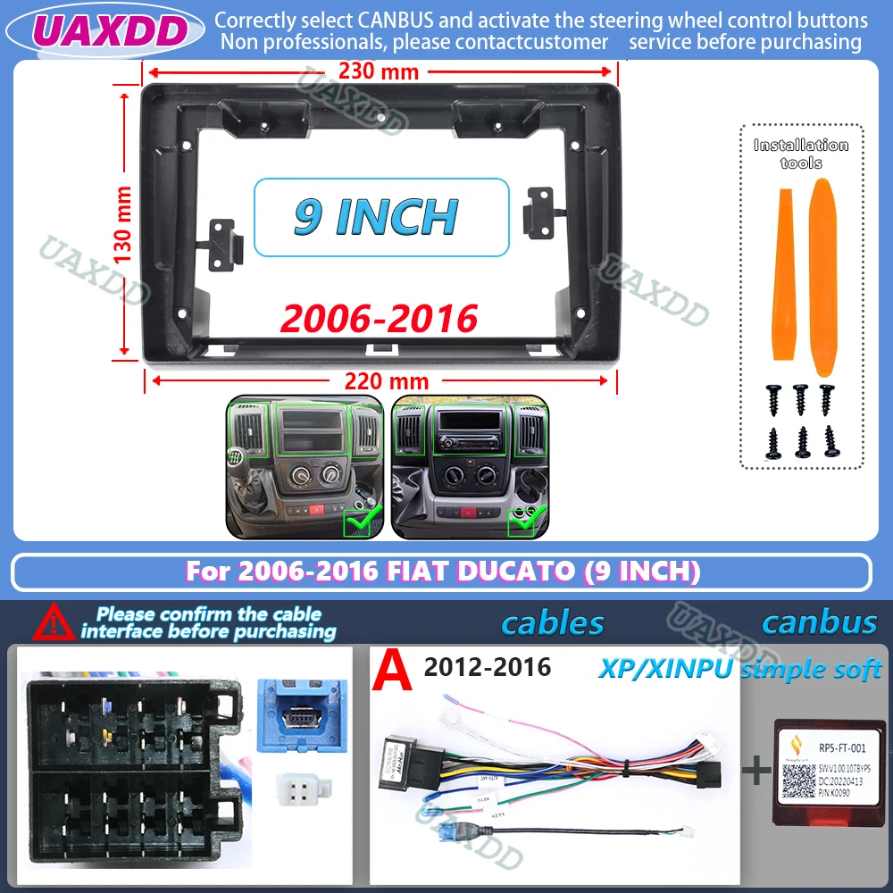 UAXDD 2Din Autoradio für 2006-2016 FIAT DUCATO CITROEN Jumper PEUGEOT Boxer Dodge Ram 2500 9-Zoll Android Rahmen-Kit Panel Mittelkonsole – Detail 4