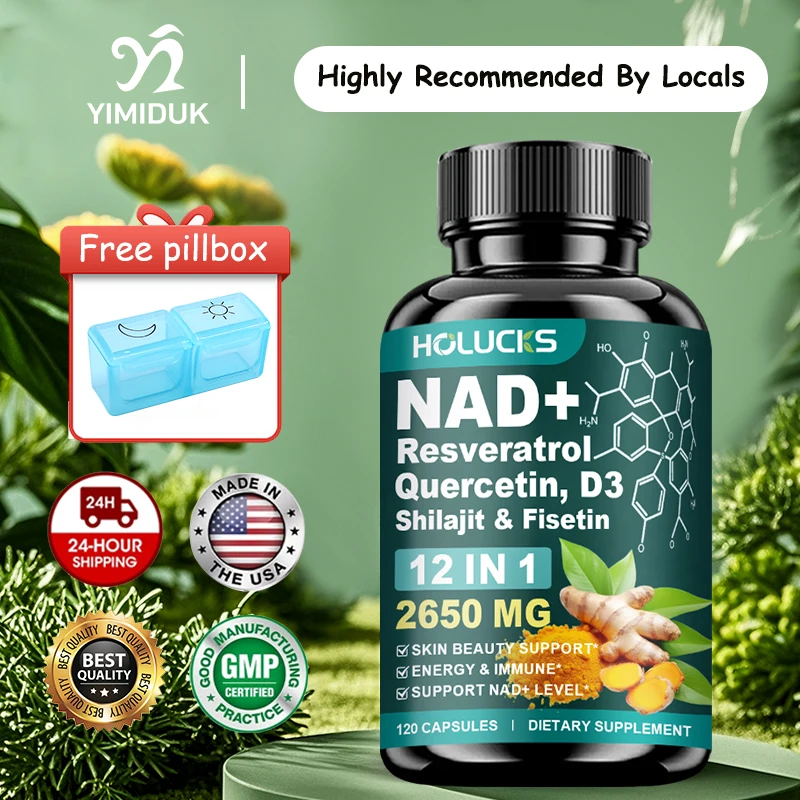 

HOLUCKS NAD+ Supplement, with Resveratrol Fisetin Shilajit, Support Cellular Vitality, Immune Health & Anti-Aging for Females