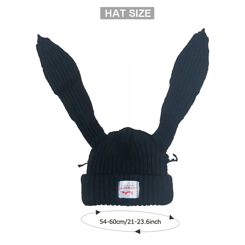 Rabbit Ears Knitted Wool Hat Love Boy Hat Niche Design Personality Fashion Hat Men Women Cute Warm Autumn and Winter Tide Hat