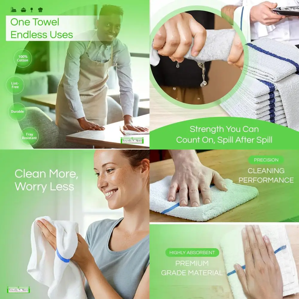 

Blue Striped 60oz & 31oz Cotton Bar Mop Towels - Reusable, Commercial Quality Kitchen Cleaning Cloths