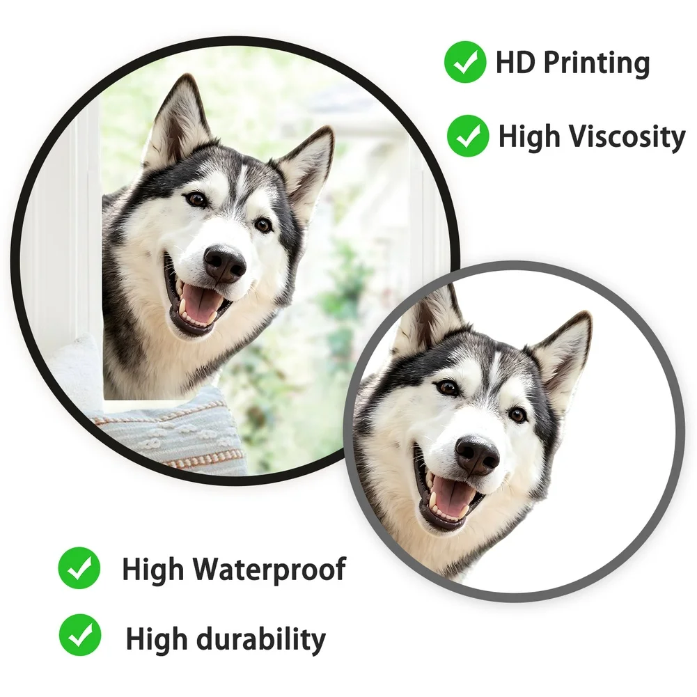 White PVC Static Cling Sticker for For HUSKY Lovers 29x33cm Electrostatic Glass Decal No Glue Easy Application and Removal