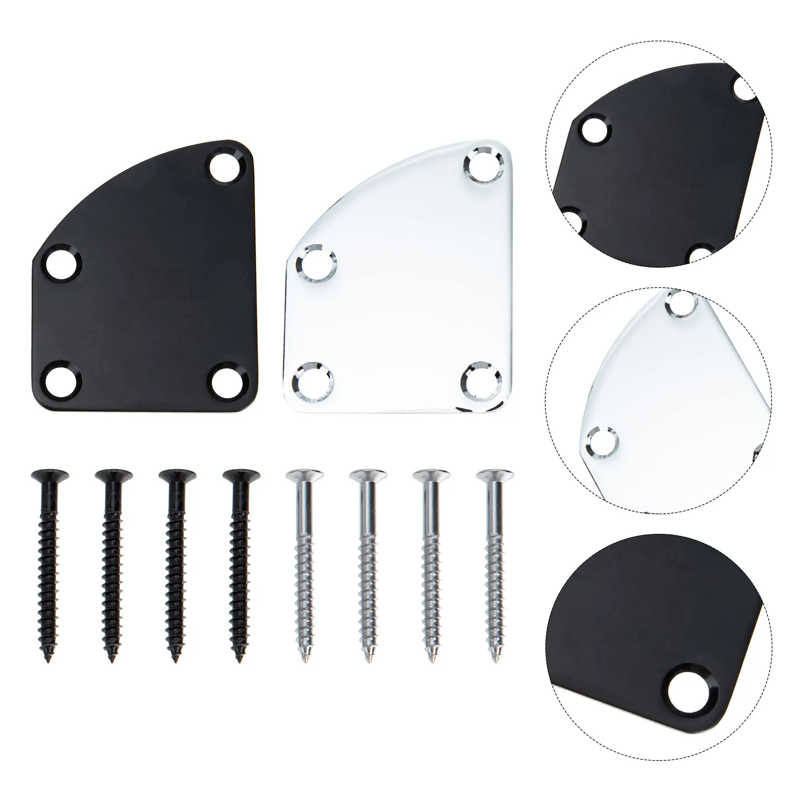 2Sets Metal Guitar Neck Connecting Board Strong Reinforcement Plate for Electric Guitar Replacement Parts with Mounting Screws
