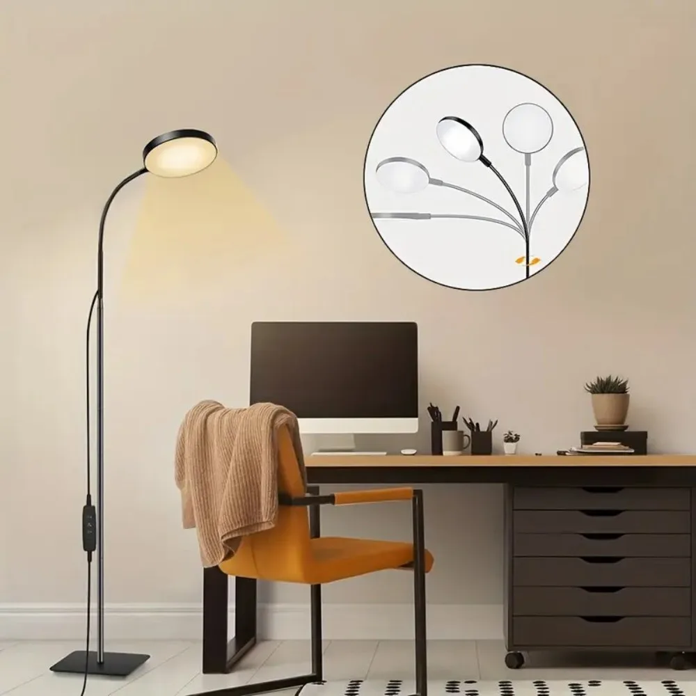 

The Gooseneck Floor Lamp with Touch Control Is Equipped with 4 Working Modes, 5 Color Temperature Levels and 10 Dimming Levels