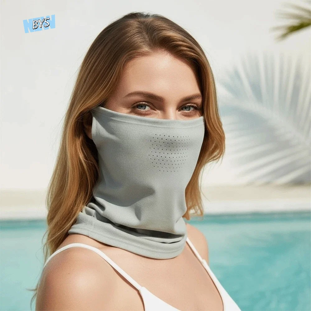 Outdoor Work Elastic Breathable Sunscreen Mask Thin Neck Sunshade Sunscreen Scarf Solid Color Hook-on Face Sun Protection Travel