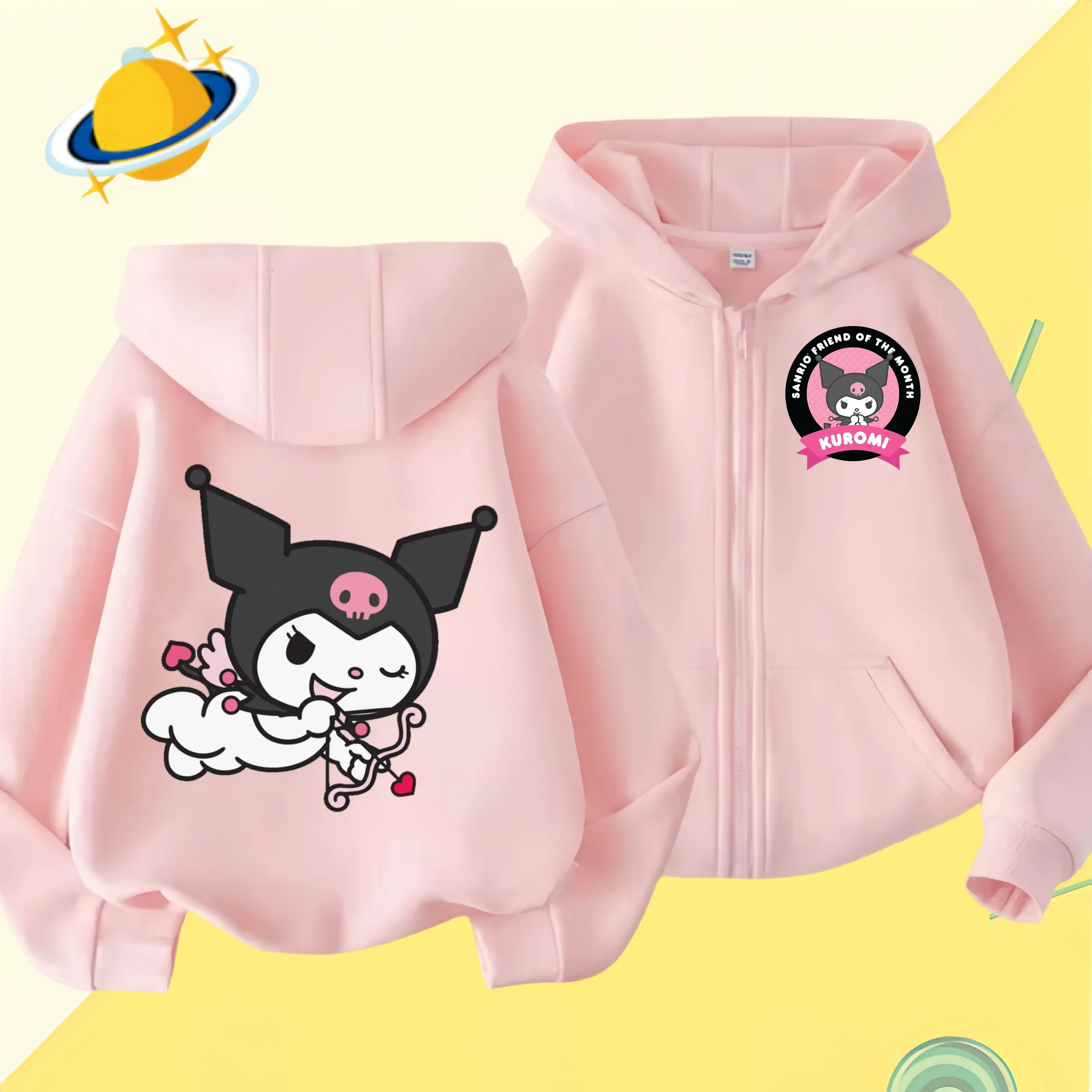 Kuromi Zipper Hoodies Girls Cinnamoroll Sweatshirt Autumn And Winter Long Sleeve Harajuku Pullovers Series Stich Casual Hooded