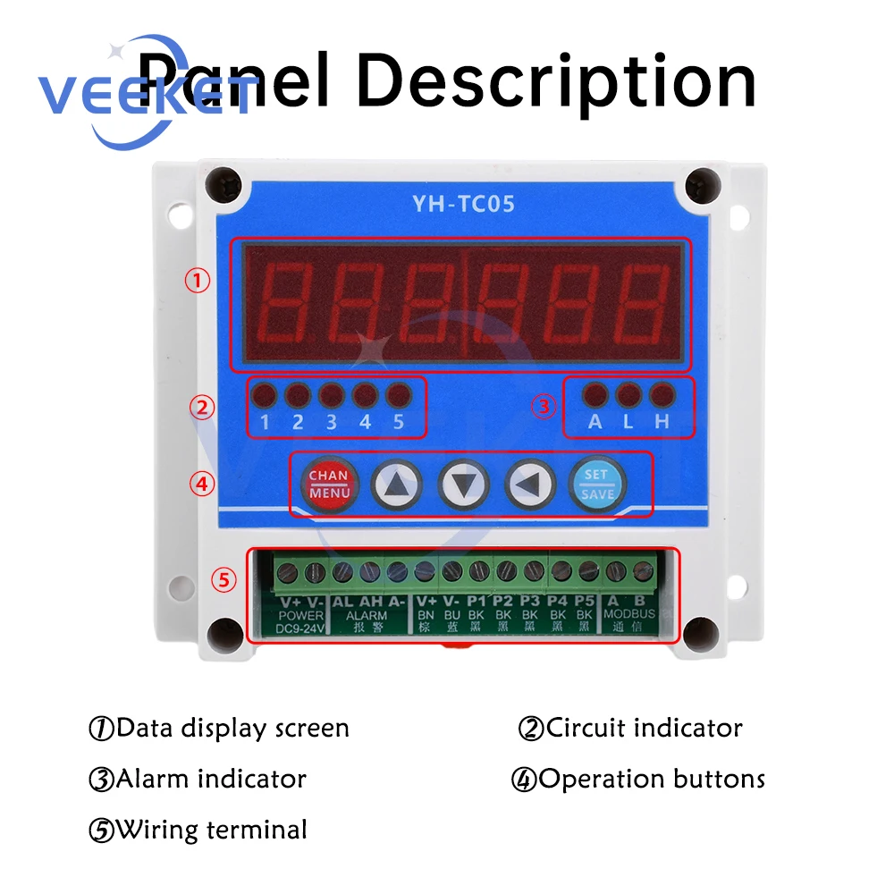 DC 12-24V 5-channel Speed Meter 6 Digit LED Counters Tachometer NPN Hall Switch Proximity Switch Sensor Speed Measure Meter