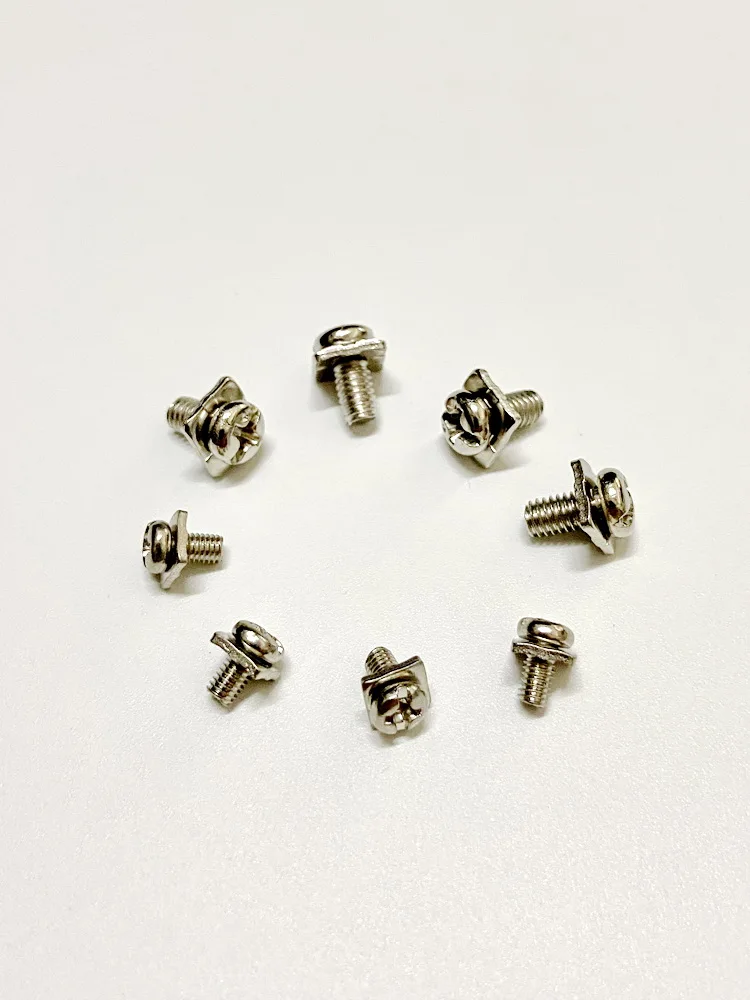 Iron Snail Nickel Material Fasteners M3 M4 Thread With Square Gasket Mechanical Teeth Bolt For Terminals Combination Screw