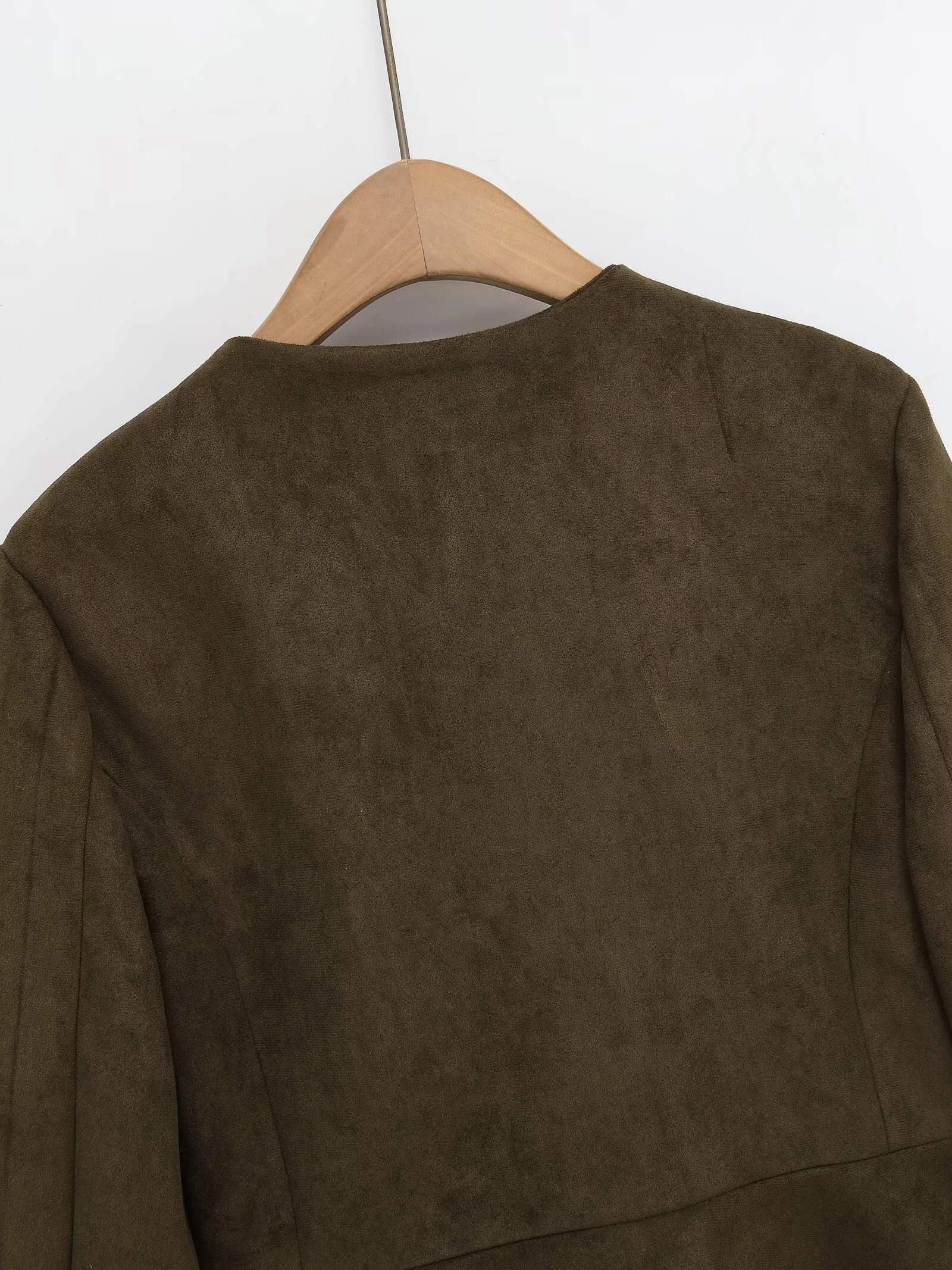 European and American style winter new Maillard wasteland style brown suede suede round neck waist jacket jacket