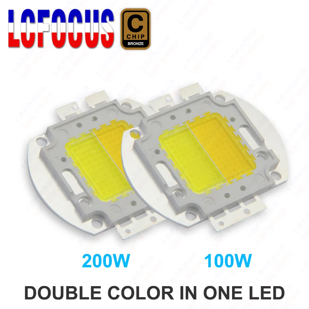 100W 200W Bicolor LED Chip Warm Cold White 3000K 6000K COB For Floodlight Photography Lamps Light Beads