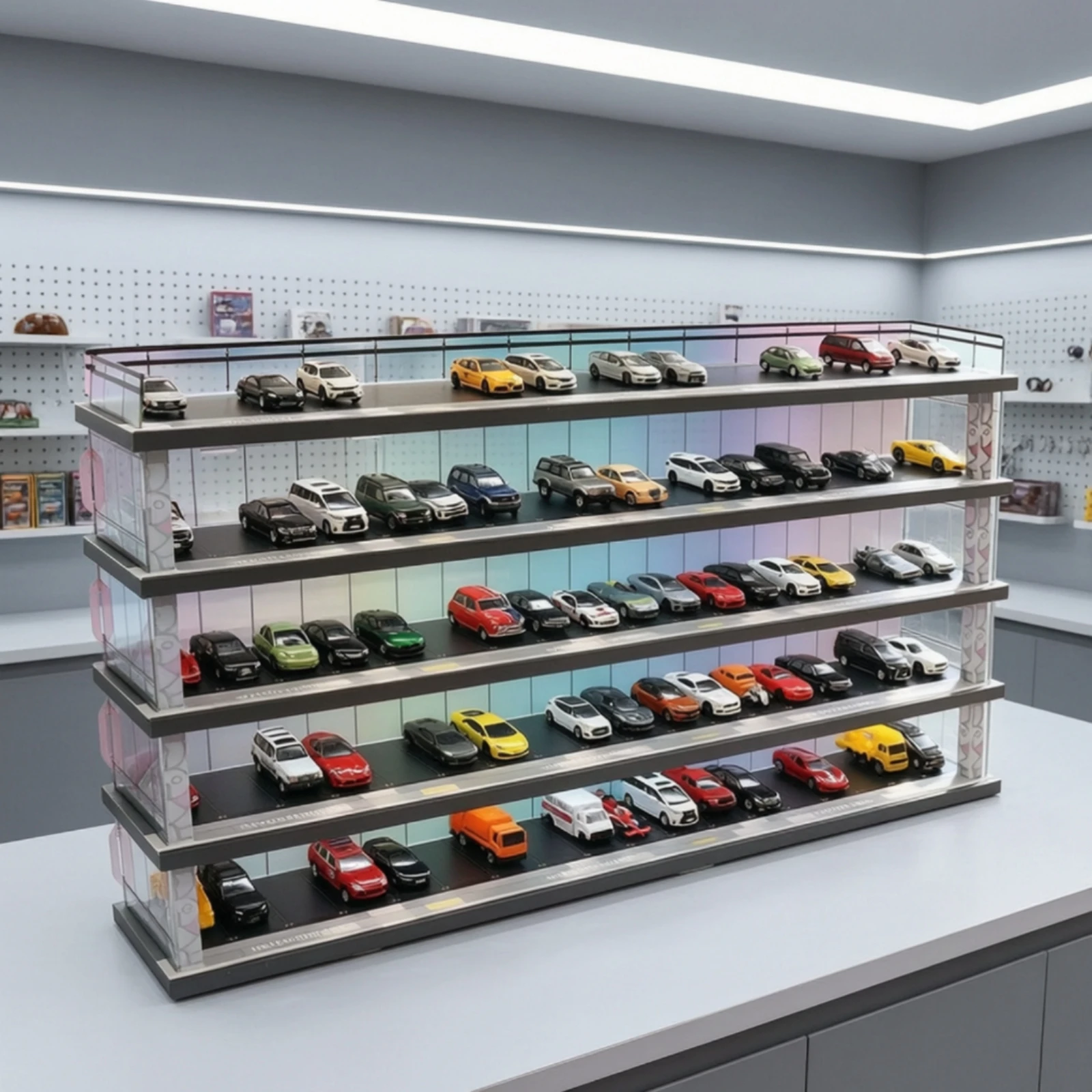 Model Car Display Shelf 1:64 Scale Toy Car Display Shelf 5-Tier Compact for Collectors, Hobby Rooms, Desks