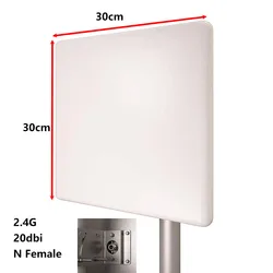 20dBi WiFi Panel Antenna 2.4GHz Outdoor Directional 2400-2483 MHz Wireless Network Signal Pole Mast Mount Weatherproof 18/15dbi