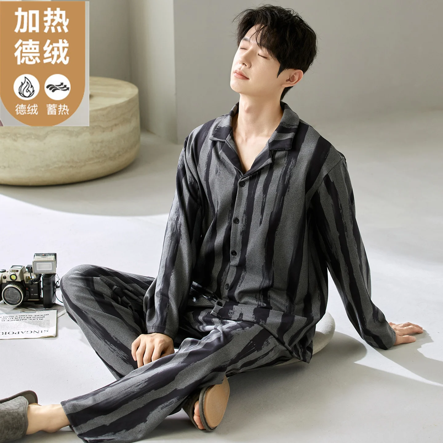 

Мужские тонкие флисовые пижамы, осенне-зимняя мягкая и теплая одежда для сна, кардиган с длинными рукавами, удобный комплект домашней одежды, Hombre Pijamas