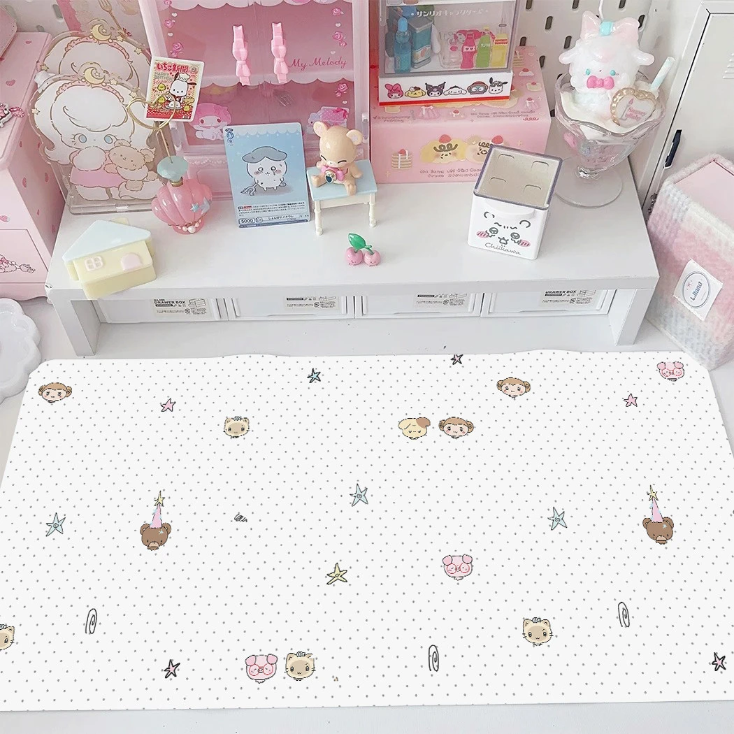 Cute Cartoon Cat Pink Pu Leather Mousepad Office Desk Mat Mouse Pad Computer Speed Type Carpet Player Laptop Keyboard Mat