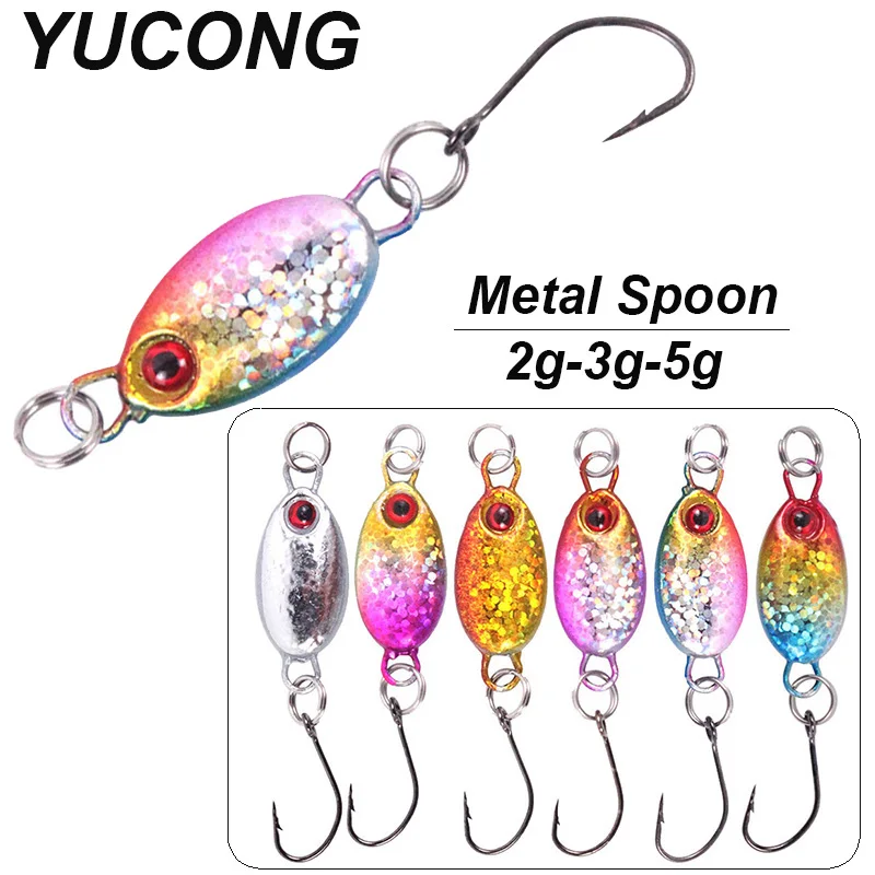 YUCONG 12PCS Micro Jigs Baits 2g-3g-5g Metal Spoon Wobblers Mini Sequins Fishing Lures Shore Casting Spinner cebos Peche lurre