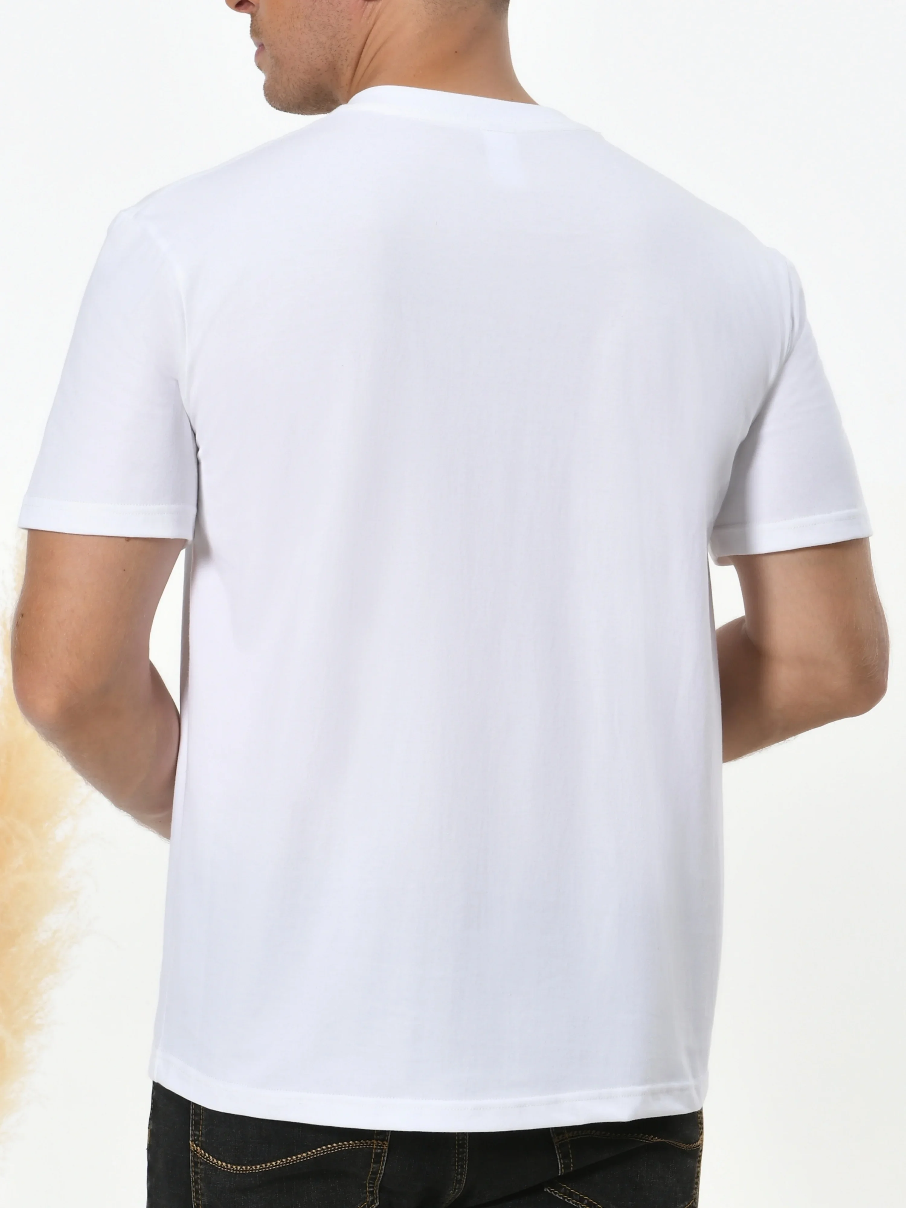 تي شيرت رجالي صيفي 100% من القطن الخالص كاجوال عصري فضفاض بنمط I'm OK مطبوع برقبة دائرية وأكمام قصيرة #5