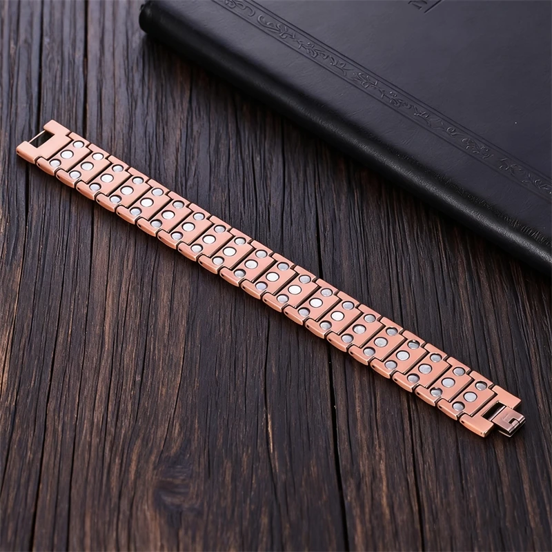Pure Copper Magnetic Therapy Arthritis Pain Relief Bracelet Energy Healing Wide Cuff Unisex Health Jewelry Gift for Men Women