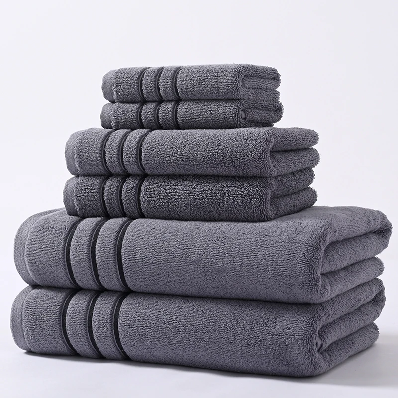 6 Piece Towel Set Highly Absorbent Bathroom 100% Cotton 2 Hand Towels 2 Face Towels 2 Bath Towels Suitable for Hotel Family Set