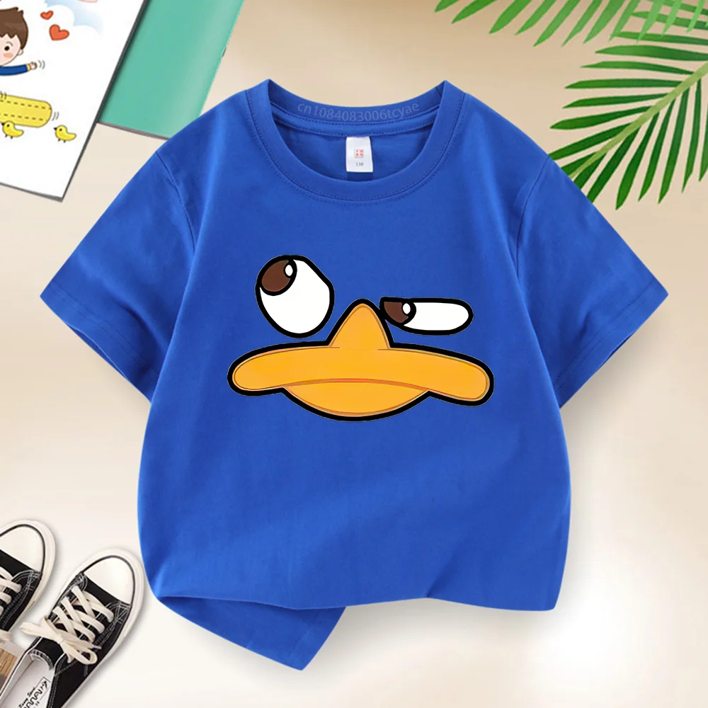 Disney Boys Girls Cute little Yellow Duck Short sleeve baby baby creative cartoon casual T-shirt funny street Harajuku top