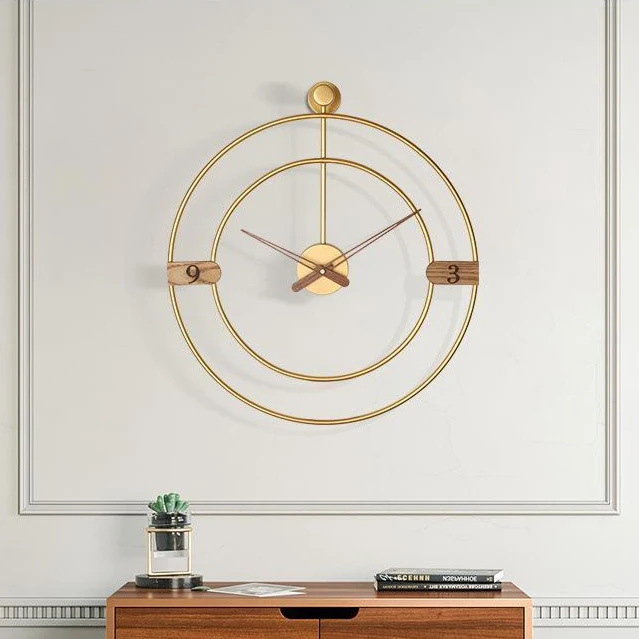 80*87CM factory price Luxury Modern Round Metal Decorative Gold Color Clock Simplicity home decor Classic Wall Clock