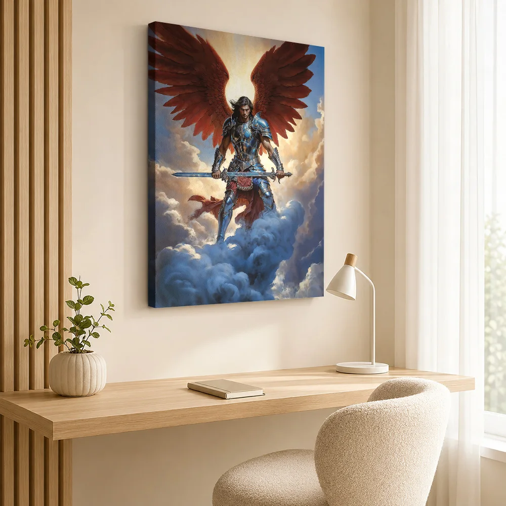 Radiant Force Of Archangel Michael Canvas Poster Customized Photo Spiritual Mythology Wall Paintings Decoration for Study Room
