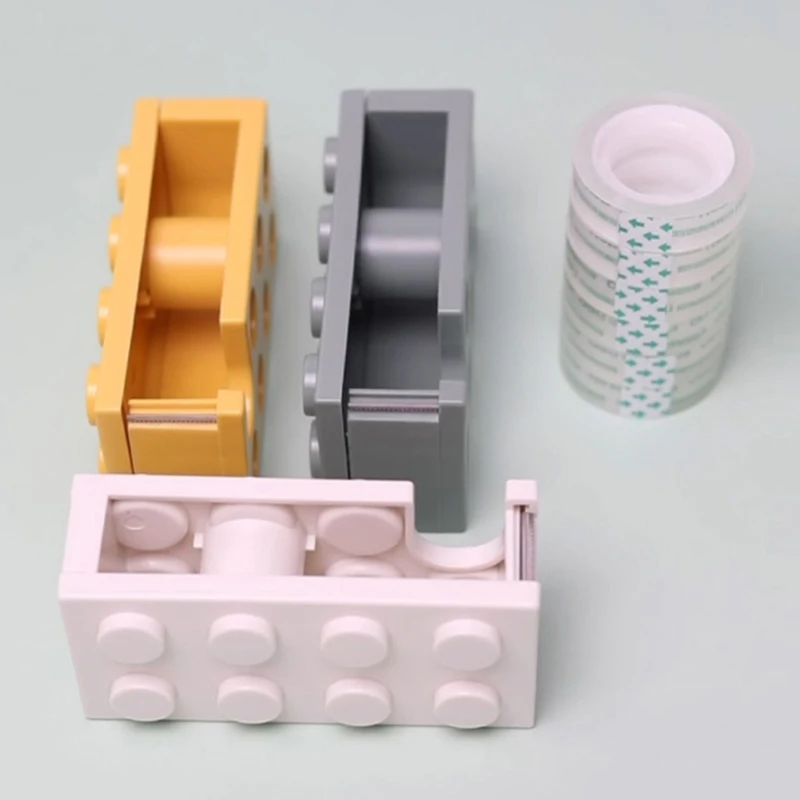 Toy Bricks Design Masking Tape Cutter Labor-saving Plastic Storage Organizer Tape Holder School Supplies