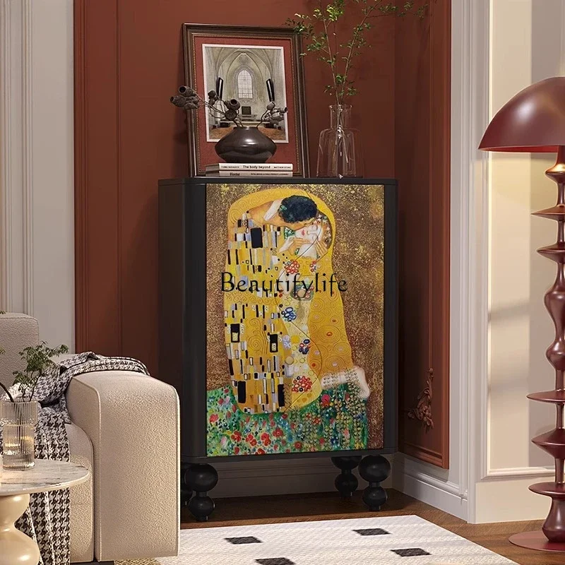 

ls 42Art oil painting solid wood bucket cabinet living room sofa porch decorative cabinet