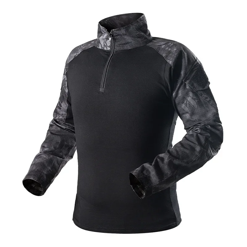 Herren Outdoor-Trainingshemden, atmungsaktiv, langlebig, Patchwork, Arbeitskleidung, Oberteile, Wandern, T-Shirts, Angeln, Jagd, Paintball-T-Shirts – Detail 2