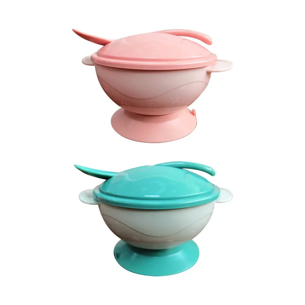 2 مجموعات تغذية الطفل أدوات المائدة شفط كأس السلطانيات نونسليب تصميم قوس ملعقة وشملت الألوان الزاهية المحمولة للمنزل السفر التخييم