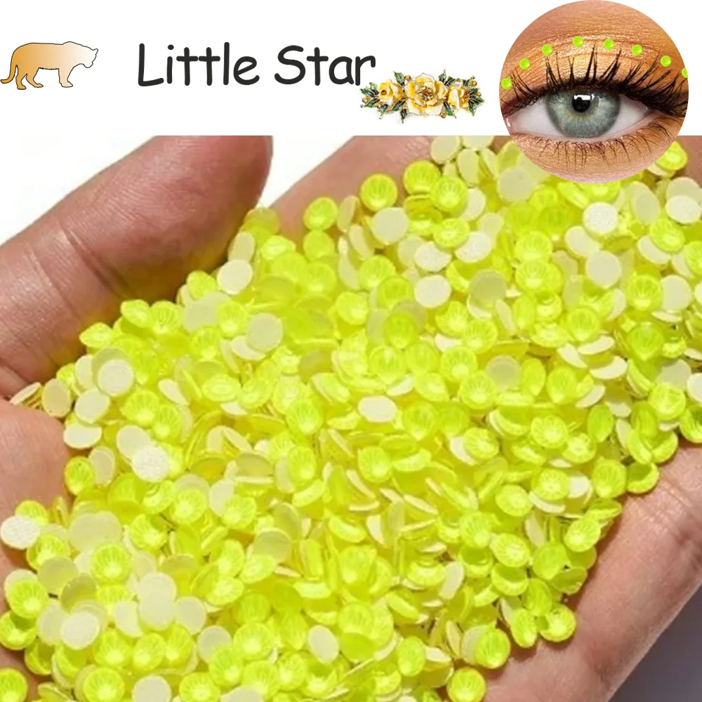 SS16-SS20 Lemon Neon Flatback Gemstones Strass 네일파츠 for 3D Nail Art Decoration Costura стразы для рукоделия