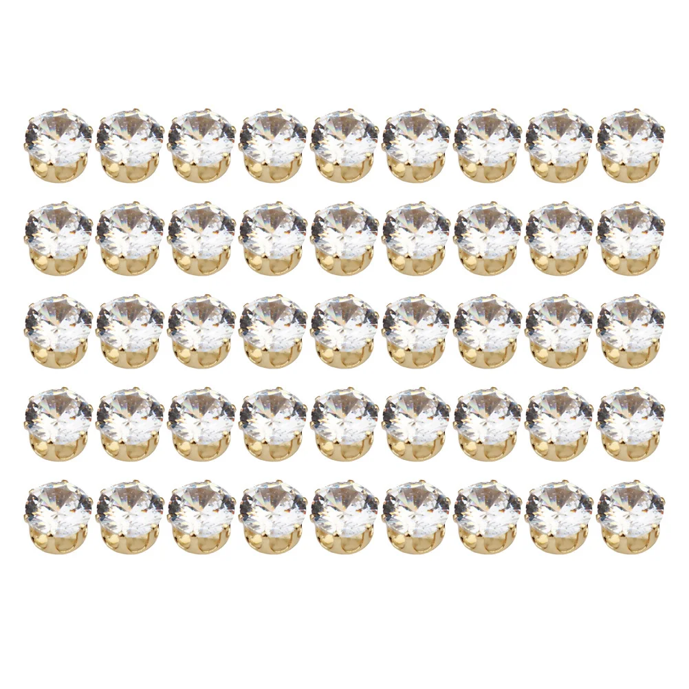 50개 8mm 원형 지르콘 세팅 베이스 DIY 반지 제작용 주얼리 키트 구리 도금 라인스톤 비즈 웨딩 파티 선물 여성용