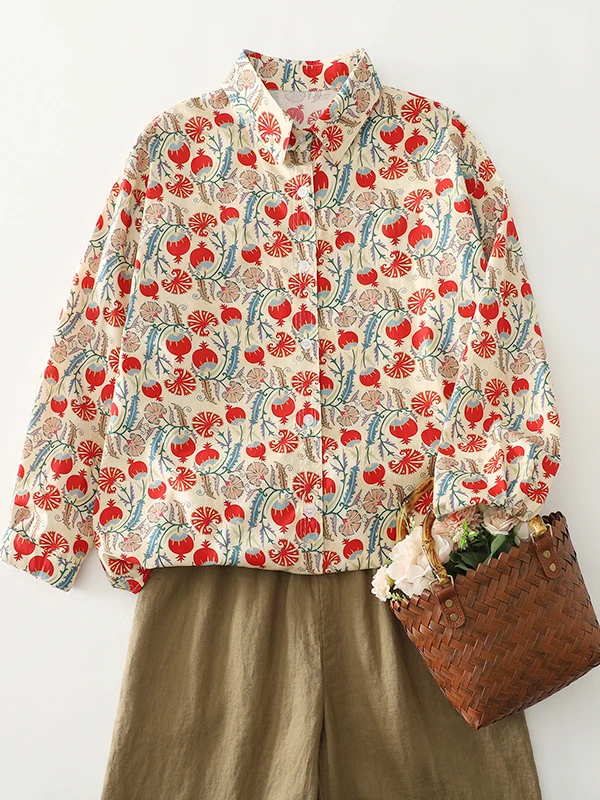 

Свободная женская хлопковая рубашка с длинным рукавом, с цветочным принтом, в корейском стиле, повседневная модная, больших размеров, женский открытый кардиган, весенняя новинка