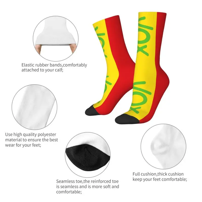 Spain Flag Vox Mens Crew Socks Unisex Fun 3D Print Spanish Political Party Dress Socks