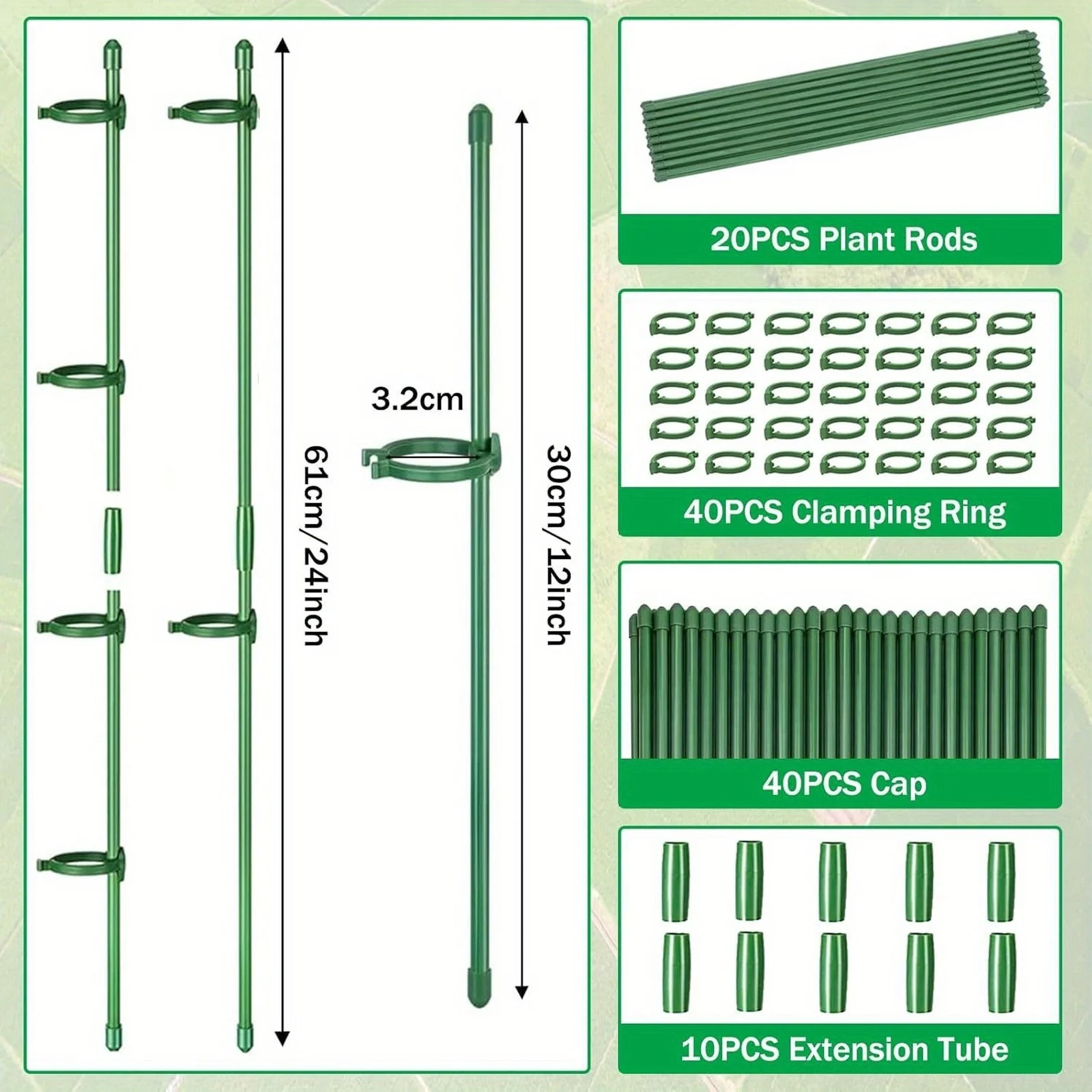 Plant Supports Rod Single Stem Shrub Holder Garden Stakes Flower Vegetables Vine Orchid Stick Adjustable Potted Plants Trellis