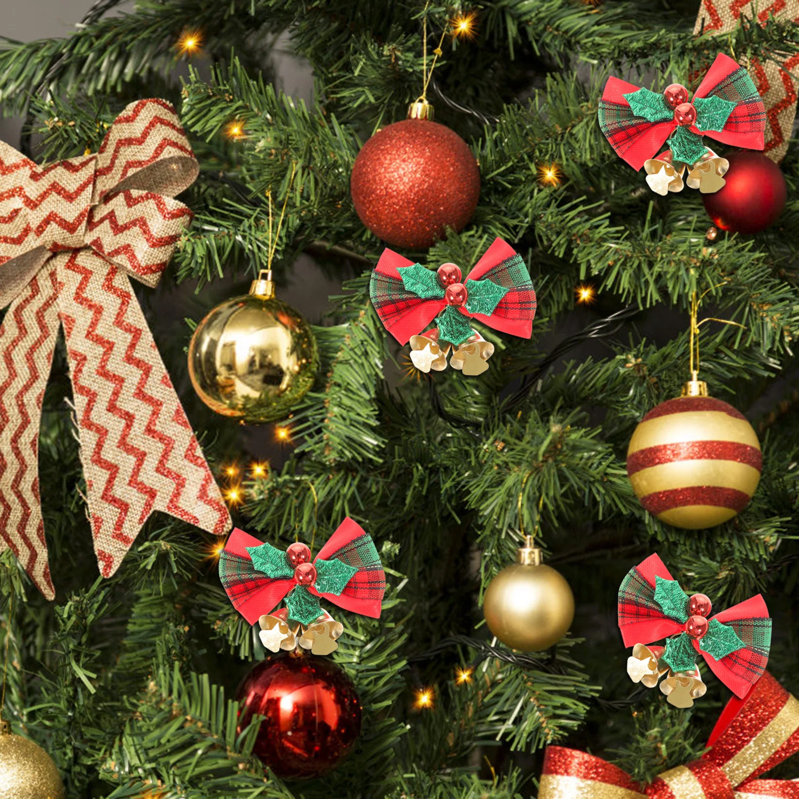 

Alipis 12pcs Mini Bow Knot Bell Christmas Ornaments Hanging Decor for Xmas Tree Party Home Holiday Decoration