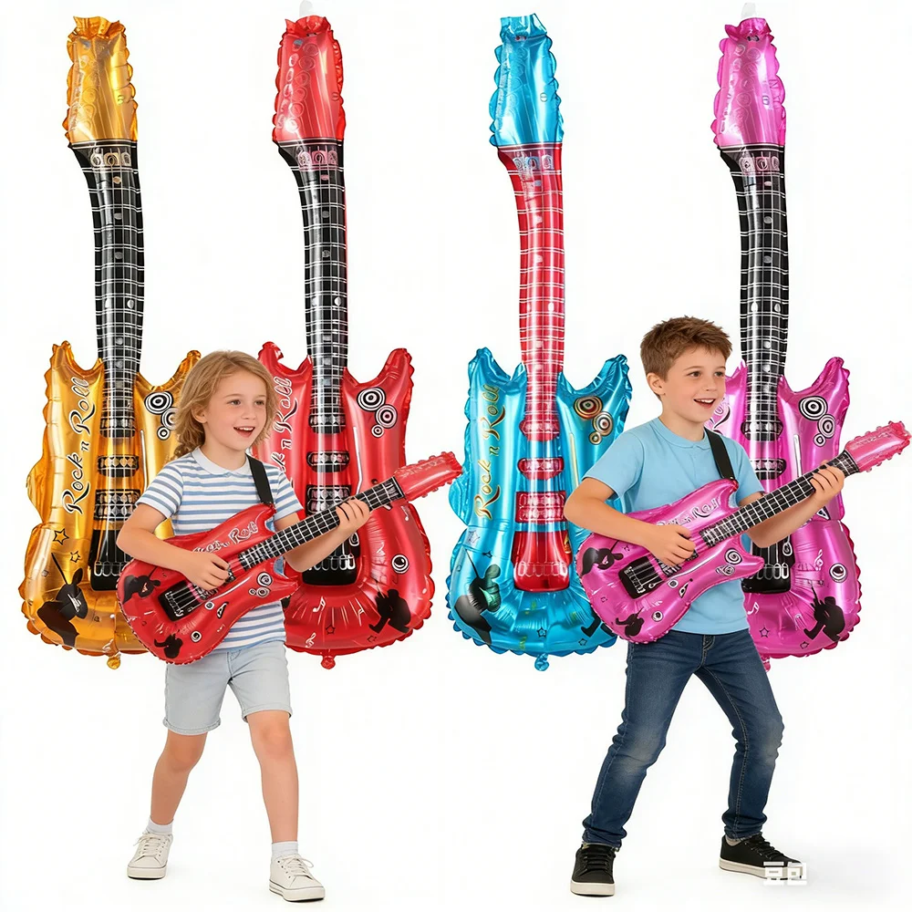 20Pcs Inflatable Guitar Balloon Musical Note Ballon 80s toys Disco Party 90s Theme Birthday Gift Decoration