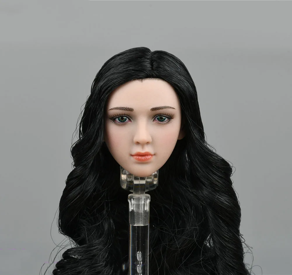 1/6 TBLeague S49 Suntan Female Vivid Head Sculpture Carving with Long Black Hair Model Fit 12