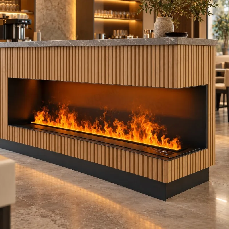 WOFAID Luxury Smart 3D Water Vapor Electric Fireplace APP Control Steam Mist Flame for Villa Living Room Media Wall Interior Dec