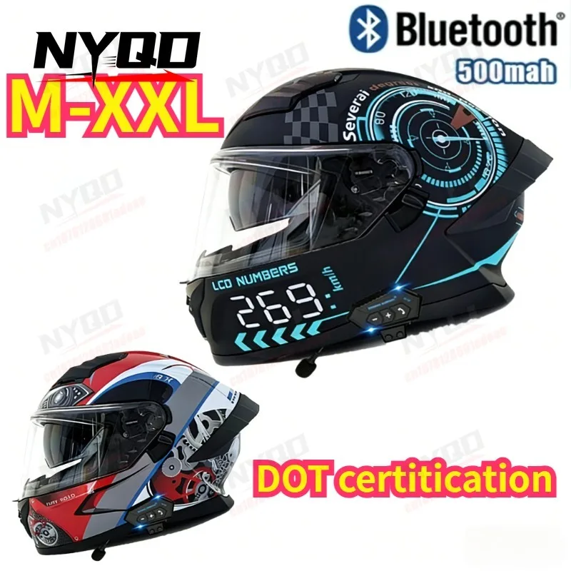 

Мотоциклетный шлем с Bluetooth, двойным визором, одобренный DOT, для взрослых, для электромотоциклов и мотокросса.