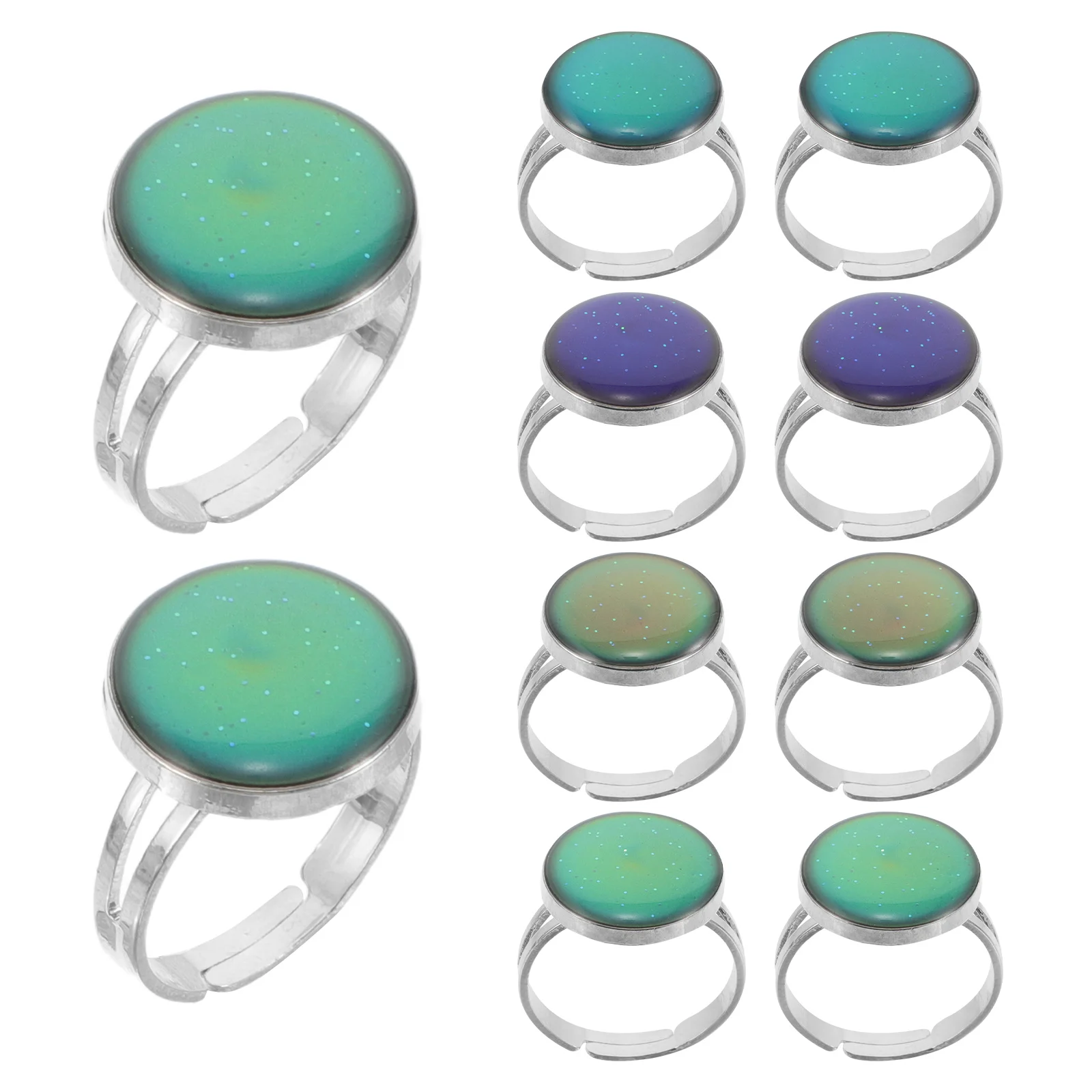 

10Pcs Adjustable Open Color Changing Rings for Women Men Fashionable Versatile Party Mood Rings Goodie Bag Fillers