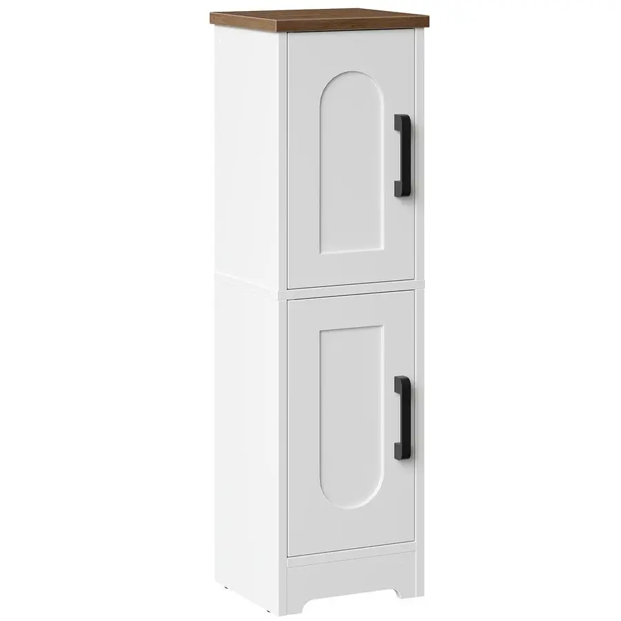 

Small Bathroom Storage Cabinet, Farmhouse Corner Floor Storage Cabinet with 2 Doors and Adjustable Shelves, Toilet Customizable