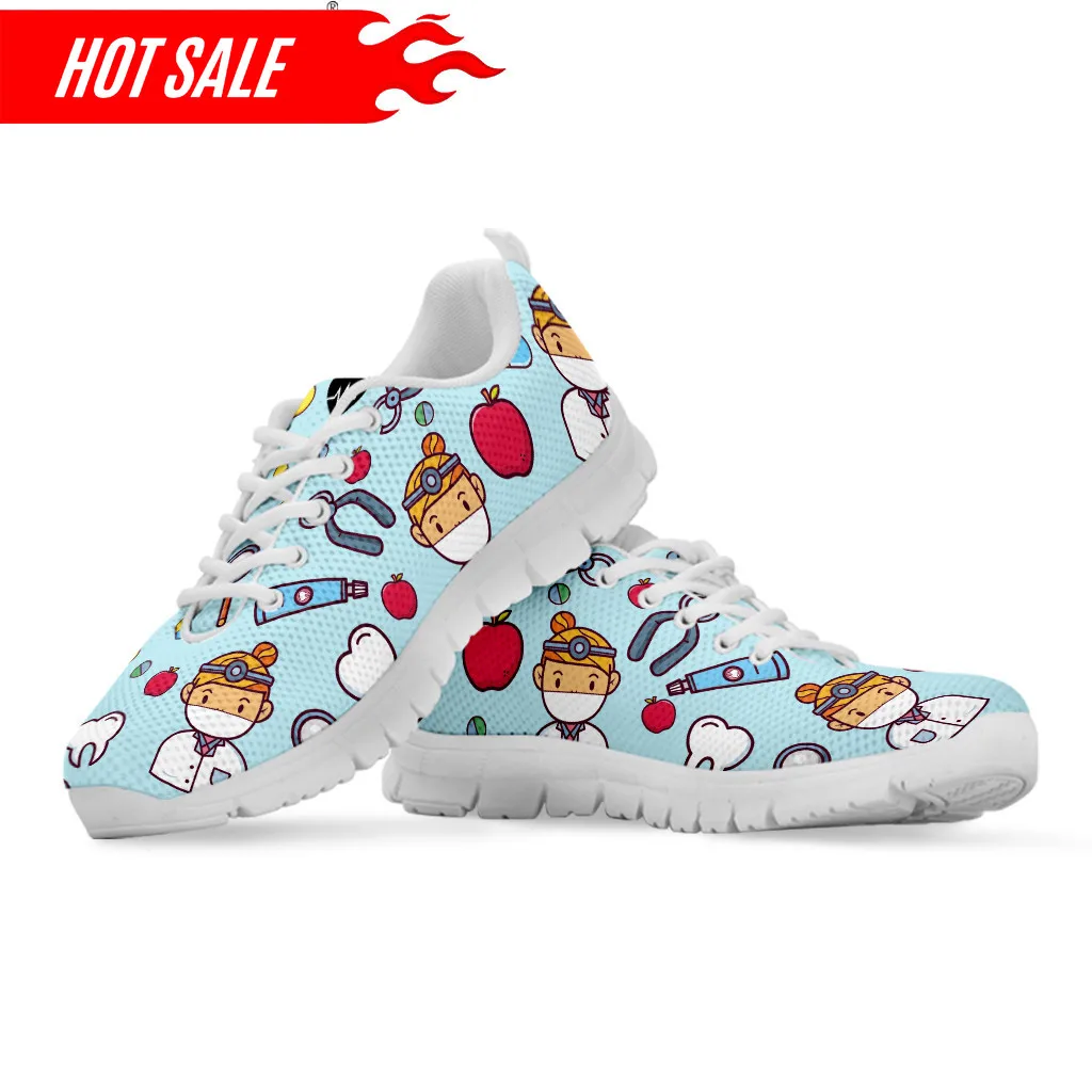 Women Doctor Nurse Sneakers Medical Hospital Printing Lightweight Mesh Flats Ladies Casual Spring Cute Nursing Shoes