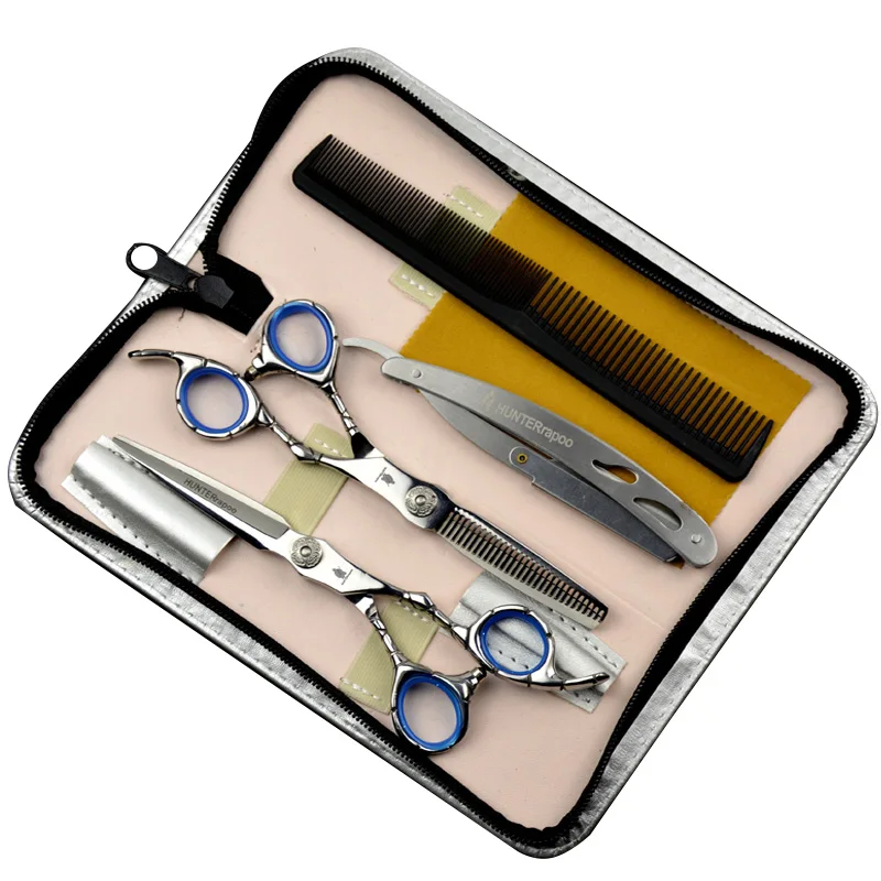 HT9124 Stainless Steel Beauty Hair Cutting Scissors Set Barber Scissor Kit Thinning Shears for Pet Grooming 6 Inch Haircut Tool