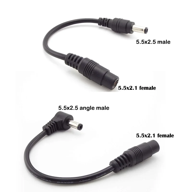 تيار مستمر 5.5*2.1 مللي متر أنثى كابل ذكر إلى 5.5x2.5 مللي متر ذكر الملاك محول محول 5.5*2.5 مللي متر الزاوية اليمنى 90 درجة شحن كابل توصيل h #2